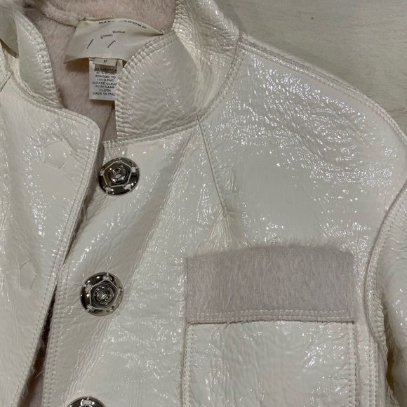 MARC JACOB VINTAGE LEATHER WOOL JACKET CREAM 0 - Picture 3 of 6